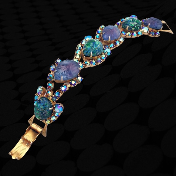 Foiled Opalescent and Aurora Rhinestone Bracelet - Picture 6 of 10